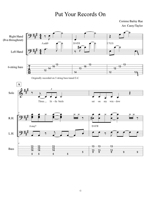 Put Your Records On (Arr. Tim Carey, Amanda Taylor) - Corinne Bailey Rae (Small Ensemble)