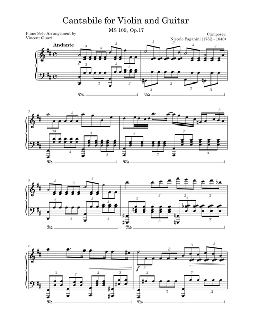 Cantabile, MS 109 – Niccolò Paganini [Piano Solo]