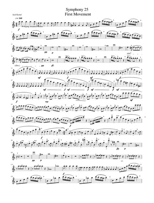 Mozart Symphony No 25 Solo