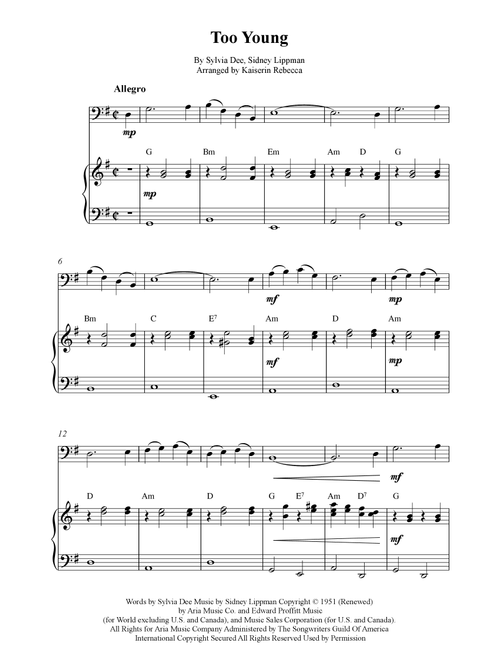 Too Young (Arr. Kaiserin Rebecca) - Sylvia Dee, Sidney Lippman (Bassoon and Piano)