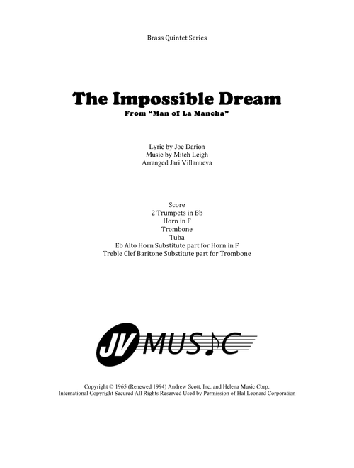 The Impossible Dream (Arr. Jari Villanueva) - Mitch Leigh (Brass Ensemble)