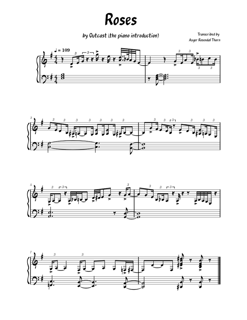 Roses OutKast Sheet music for Piano (Solo) Easy