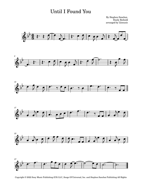 Until I Found You (Arr. Lkmusic) - Stephen Sanchez (Flute Solo)