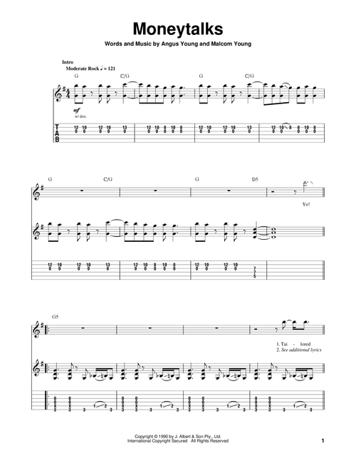 Moneytalks - AC/DC (Guitar Tab Play-Along)
