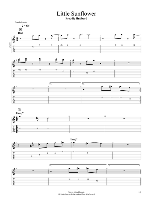 Little Sunflower (Arr. Mikael Benício) - Freddie Hubbard (Guitar Tab)