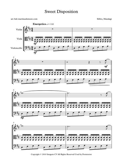 Sweet Disposition (Arr. Martin Ash) - The Temper Trap (String Ensemble)