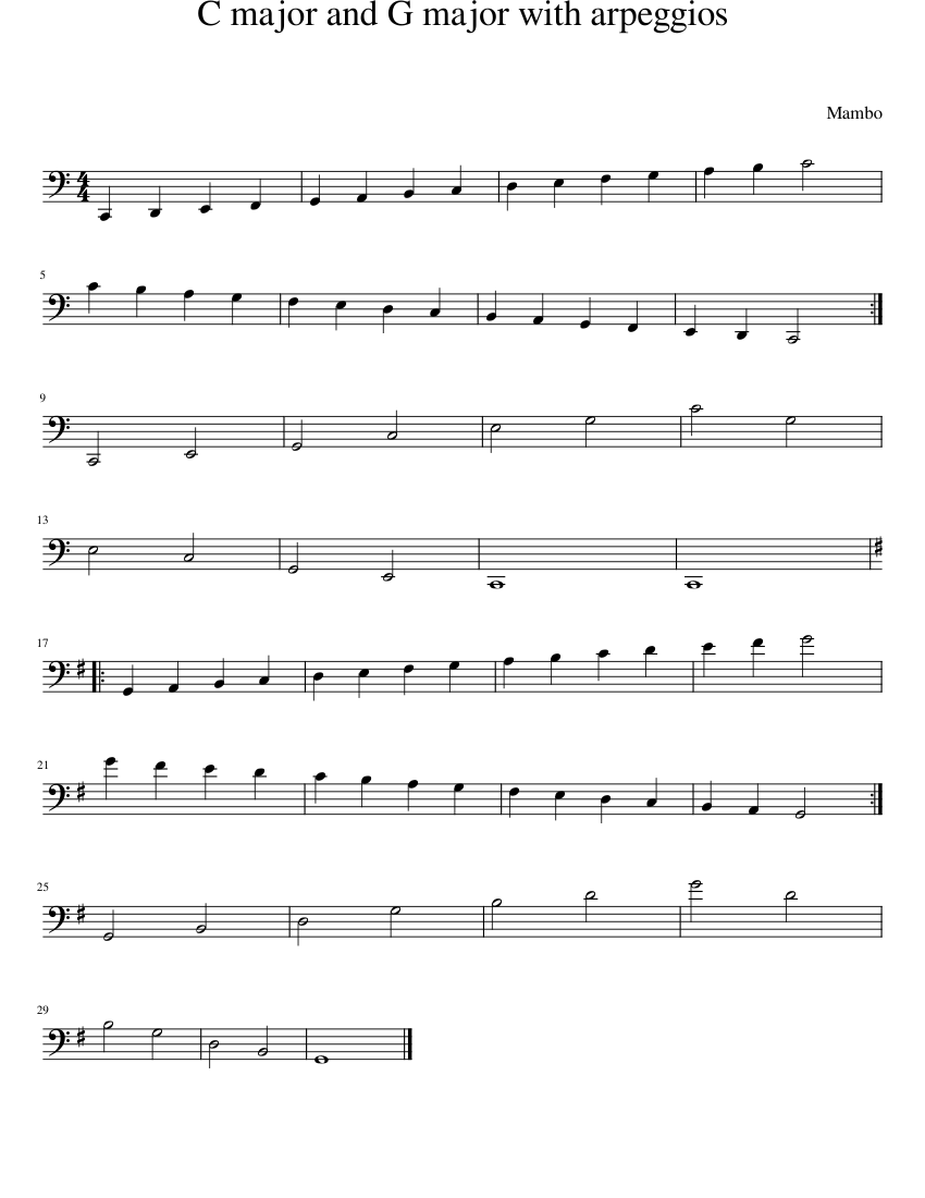 c major and G major w arpeggios Sheet music for Cello (Solo ...