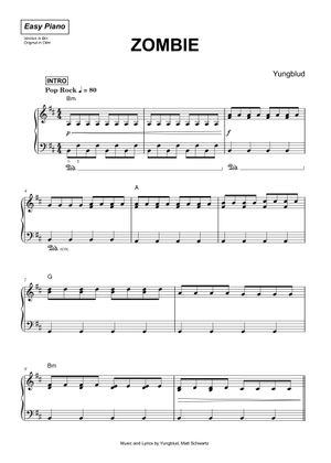 Play Official version of Zombie Sheet Music by Yungblud for Piano ...