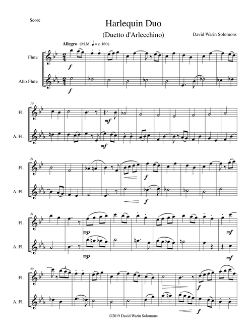 Harlequin Duo (Duetto d'Arlecchino) for flute and alto flute - Elyce Ostermann (flute), Nancy Tyler (alto flute) (Flute Solo)