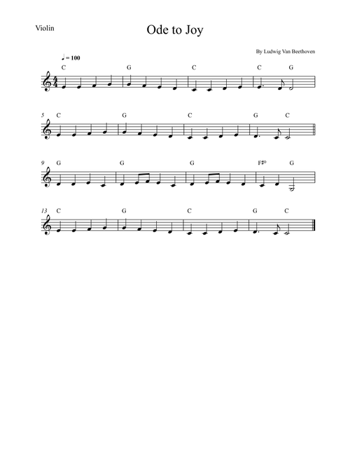 Ode to Joy - Violin Easy (Arr. Wesley S. SIlva) - Ludwig van Beethoven (Violin Solo)