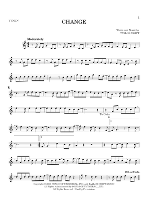 値下げ・CHANGES for 7 Flutes スコア&パート譜 Play Official version of Change Sheet Music by Taylor Swift for