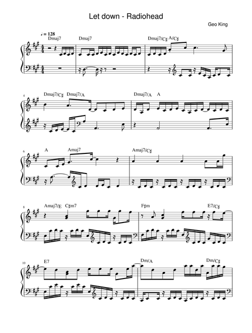 Let Down (Arr. Gregory King) - Radiohead (Easy Piano)