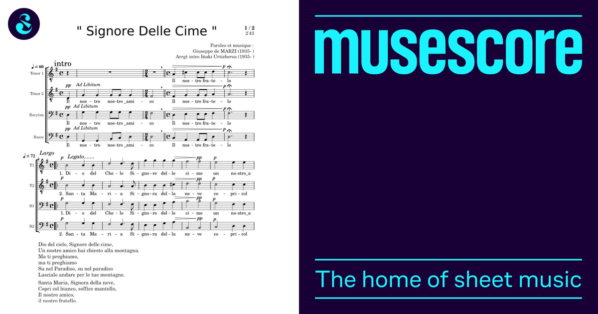 Signore Delle Cime Bepi De Marzi Guizeppe De Marzi 1935 4ve