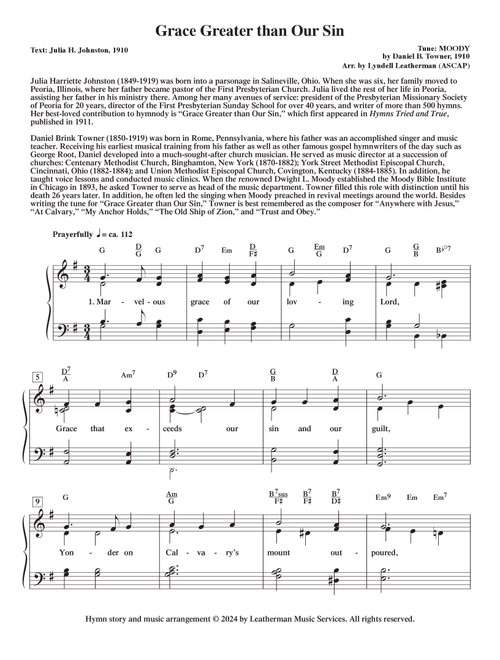 Grace Greater than Our Sin (Arr. Lyndell Leatherman) - Pilgrim Mennonite Mission Choir (Piano-Vocal-Guitar (Piano Accompaniment))