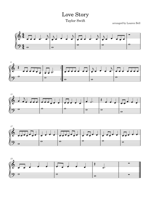 Love Story - Taylor Swift (Easy Piano Solo)