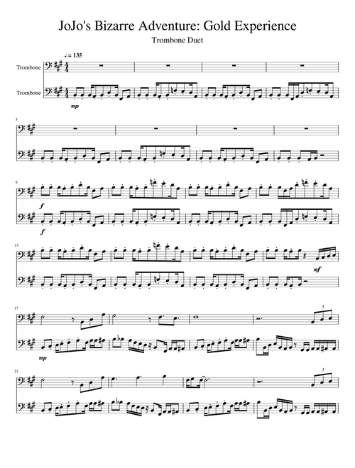 JoJo's Bizarre Adventure: Gold Experience Main Theme - Trombone Duet