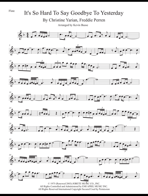 It's So Hard To Say Goodbye To Yesterday (Arr. Kevin Busse) - Boyz Ii Men (Flute Solo)