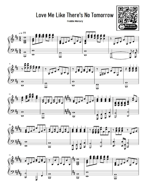 Love Me Like There's No Tomorrow (Arr. Freddie Mercury) (Easy Piano)