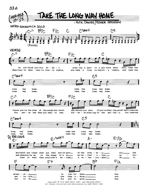 Take The Long Way Home - Supertramp (Real Book - Melody-Chords-Lyrics)