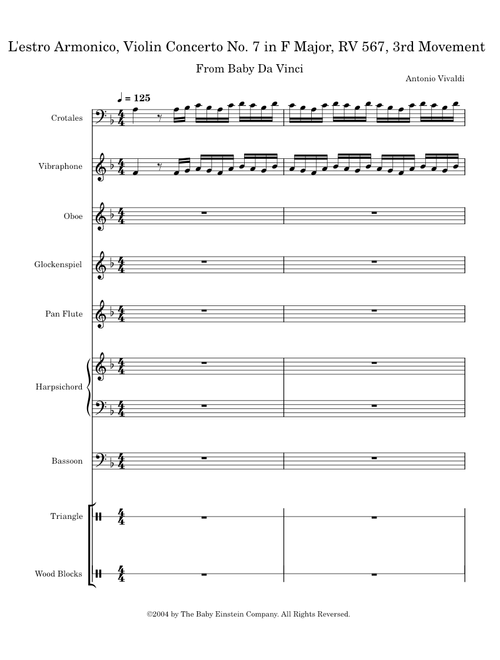 L'estro Armonico, Violin Concerto No. 7 in F Major, RV 567, 3rd Movement – Antonio Vivaldi L'estro Armonico, Violin Concerto No. 7 in F Major, RV 567, 3rd Movement