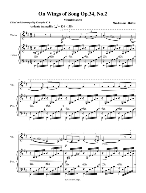 On Wings of Song – Felix Mendelssohn On Wings of Song Op.34, No. 2 Kris