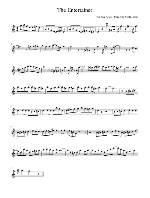 The Entertainer for Sax Alto