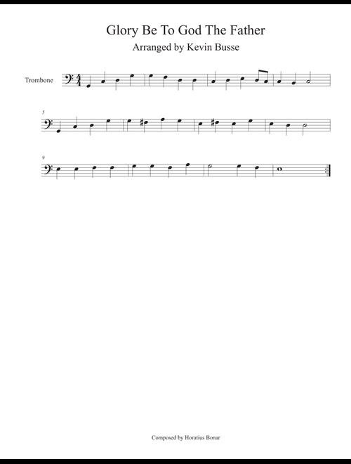 Glory Be To God The Father (Easy key of C) - Trombone (Arr. Kevin Busse) (Trombone Solo)
