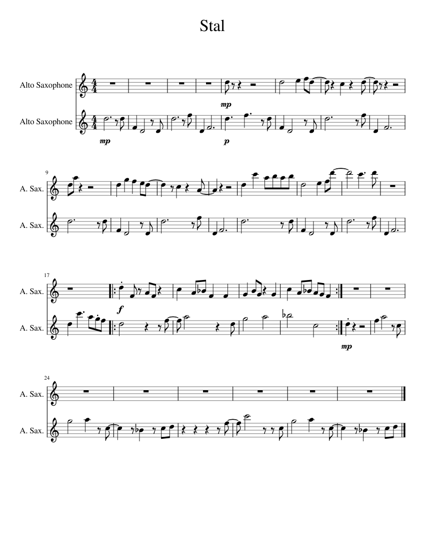 Stal Sheet music for Saxophone alto Woodwind Duet Musescore