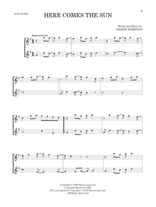 Here Comes The Sun - The Beatles (Alto Saxophone Duet)