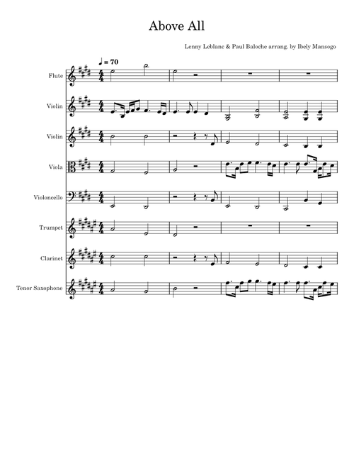 Above all (Key of E)