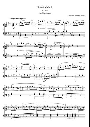 Sonata No. 9, 2nd Movement K. 311 Sheet Music for Piano (Solo