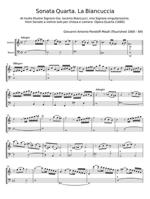 Sonata Quarta La Biancuccia - Pandolfi Mealli, Giovanni Antonio