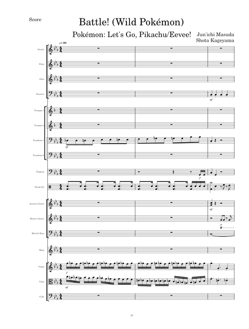Battle! (Wild Pokémon) (Pokémon: Let's Go, Pikachu/Eevee!) - Transcribed Score
