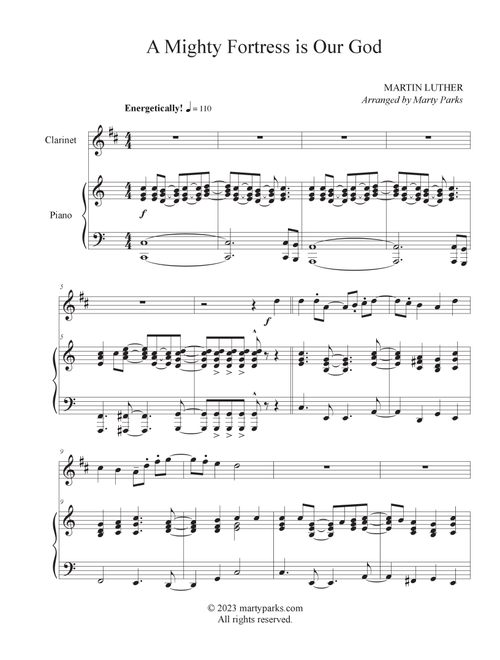 A Mighty Fortress is Our God (Clarinet-Piano) (Arr. Marty Parks) - Martin Luther (Clarinet and Piano)