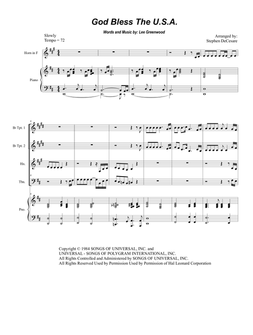God Bless The U.S.A. (Arr. Stephen DeCesare) - Lee Greenwood (Brass Ensemble)