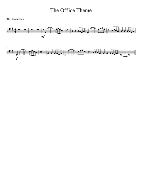 The Office Theme cello and bass