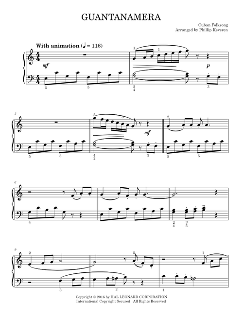 Guantanamera (Easy Piano)