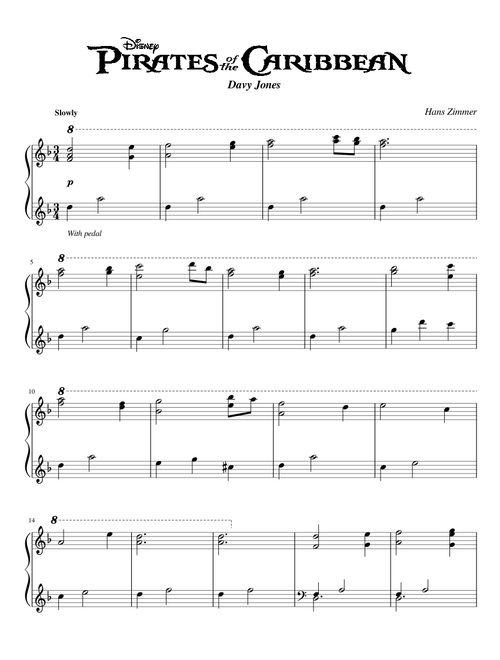 Pirates of the Caribbean Dead Man's Chest - Davy Jones | Piano Solo