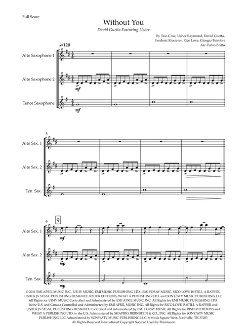 Without You (Arr. Fabio Britto) - David Guetta Featuring Usher (Woodwind Ensemble)