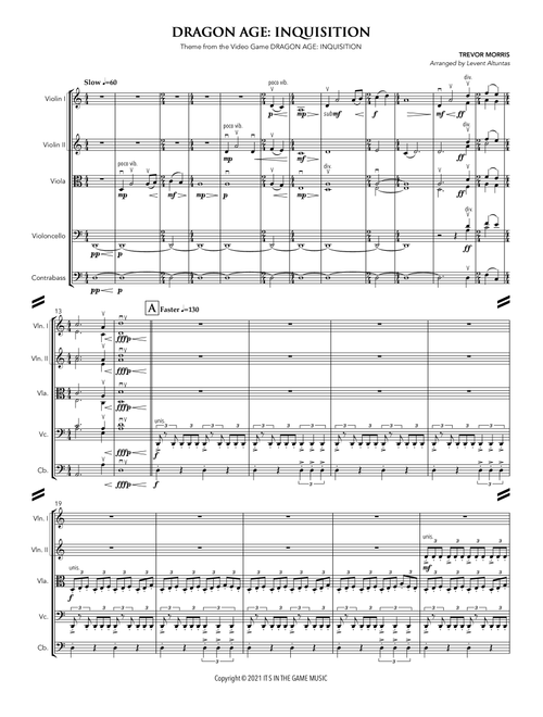 Dragon Age: Inquisition (Arr. Levent Altuntas) - Trevor Morris (Orchestra)