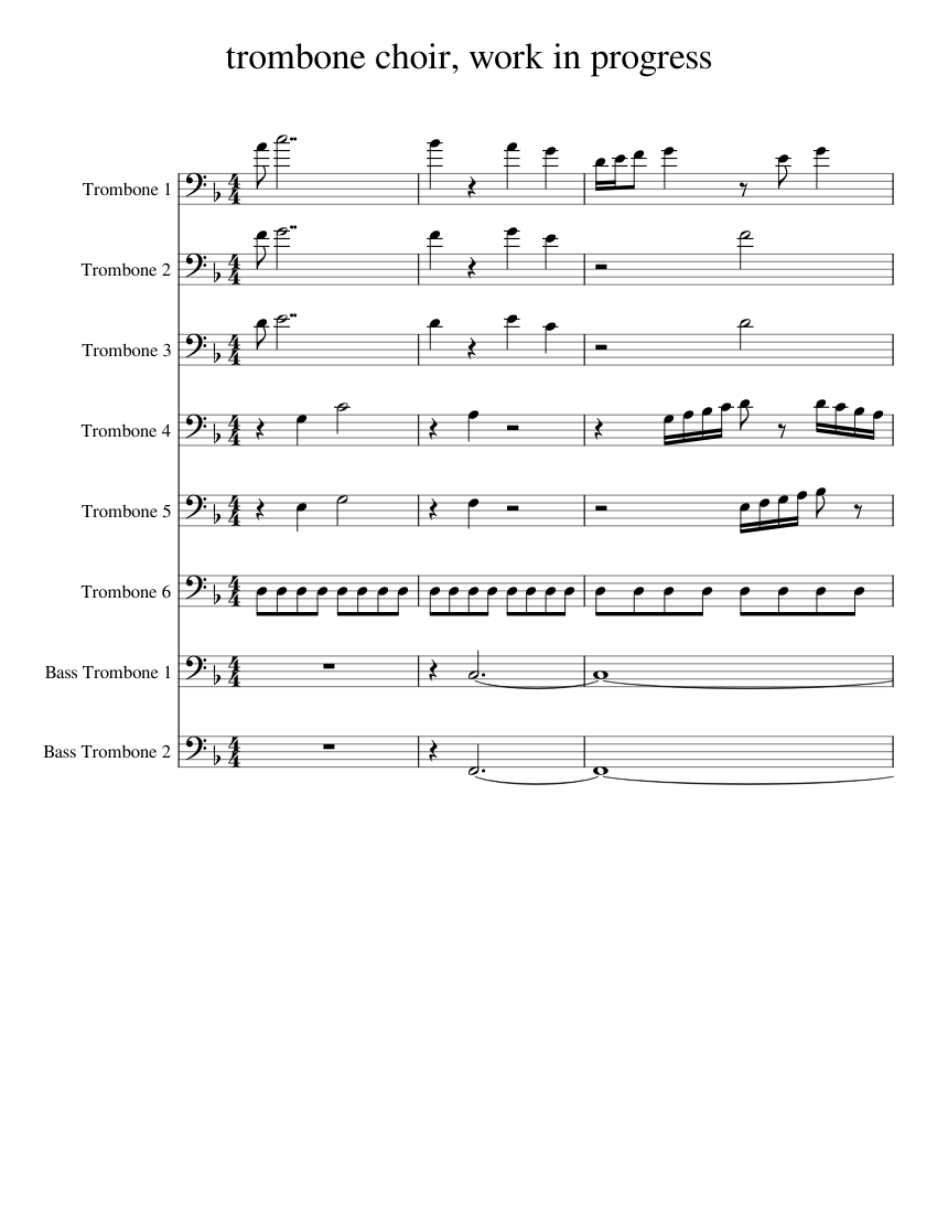 Trombone_choir Sheet Music for Trombone, Trombone bass (Brass Quartet ...