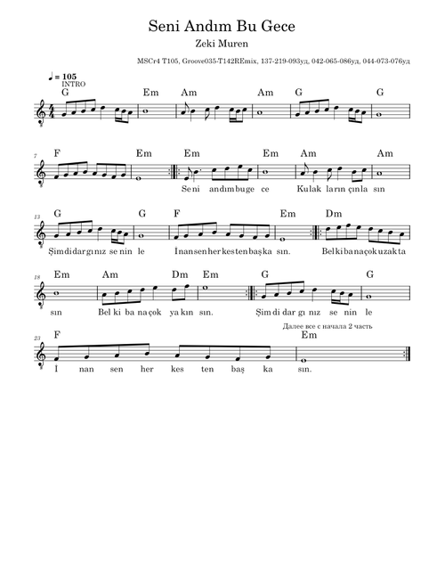 Seni Andım Bu Gece – Zeki Muren