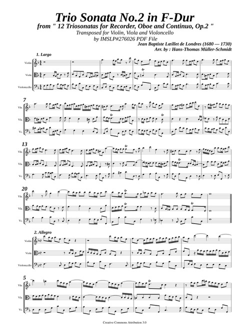 John loeillet, J. B. _ Trio Sonata Op.2 No.2 in F-Dur [Vln, Vla, Vc]