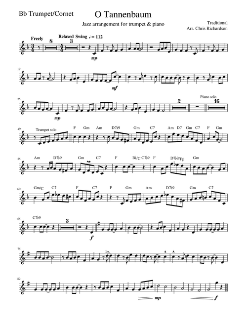 O Tannenbaum - Jazz Arrangement for Trumpet & Piano (Arr. Chris Richardson) - Traditional (Trumpet and Piano)