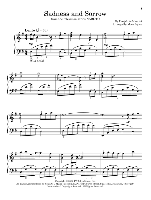 Sadness And Sorrow (from Naruto) (arr. Mona Rejino) - Purojekuto Musashi (Educational Piano)