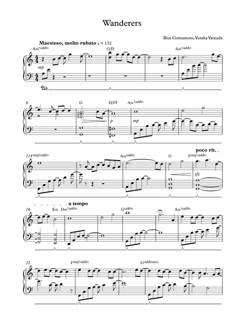 Wanderers (Arr. Sarah El Boustany (OSTSarahB)) - Yutaka Yamada, Risa Gomamoto, Norio Aono (Piano Solo)