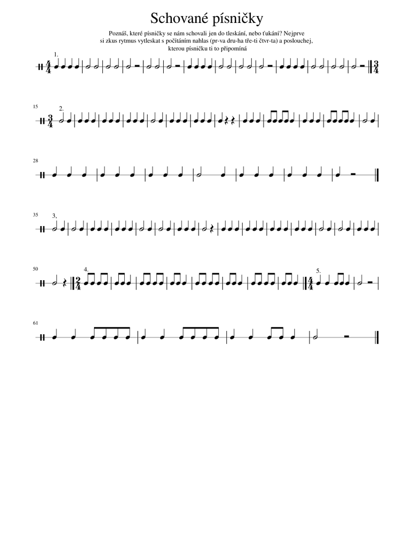 Schované_písničky Sheet music for Hand clap (Solo) | Musescore.com