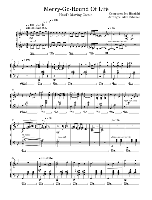 Merry-Go-Round of Life  Howls Moving Castle Piano Tutorial  3  albertojmusicgmail.com – albertojmusic@gmail.com