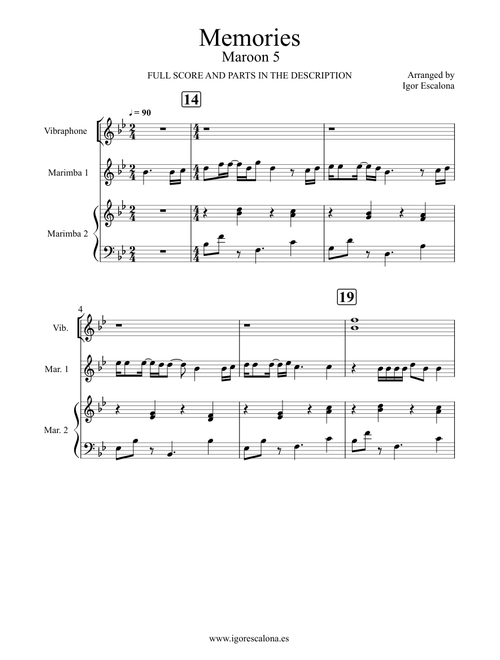 Memories | Maroon 5 | Percussion ensemble