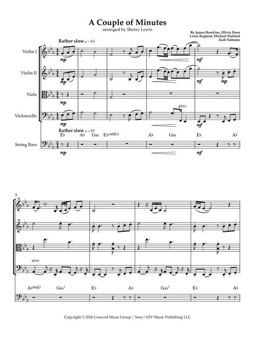 A Couple Minutes (Arr. Sherry Lewis) - Olivia Dean (String Ensemble)